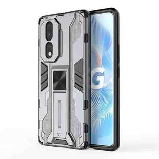 For Honor 80 5G Supersonic PC + TPU Shock-proof Protective Phone Case with Holder(Grey)