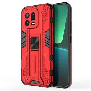 For Xiaomi 13 5G Supersonic PC + TPU Shock-proof Protective Phone Case with Holder(Red)