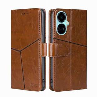 For Tecno Camon 19 / 19 Pro Geometric Stitching Flip Leather Phone Case(Light Brown)
