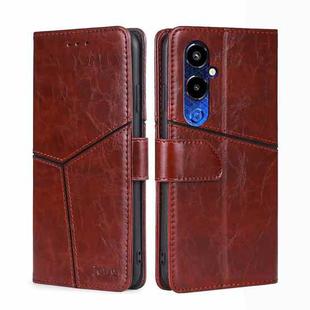 For Tecno Pova 4 Pro Geometric Stitching Flip Leather Phone Case(Dark Brown)
