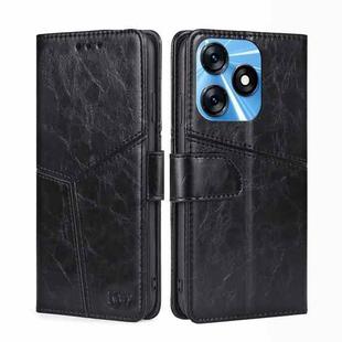 For Tecno Spark 10 4G Geometric Stitching Flip Leather Phone Case(Black)