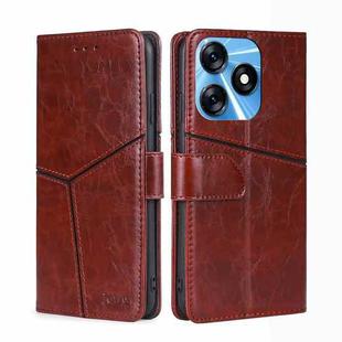 For Tecno Spark 10 4G Geometric Stitching Flip Leather Phone Case(Dark Brown)