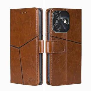 For Tecno Spark 10C Geometric Stitching Flip Leather Phone Case(Light Brown)