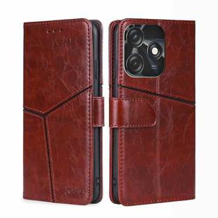 For Tecno Spark 10C Geometric Stitching Flip Leather Phone Case(Dark Brown)