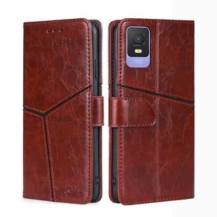For TCL 403 Geometric Stitching Flip Leather Phone Case(Dark Brown)