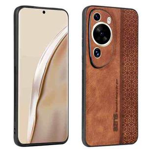 For Huawei P60 Art AZNS 3D Embossed Skin Feel Phone Case(Brown)