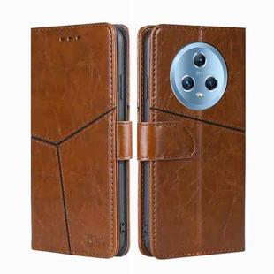 For Honor Magic5 Pro Geometric Stitching Flip Leather Phone Case(Light Brown)