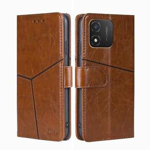 For Honor X5 4G Geometric Stitching Flip Leather Phone Case(Light Brown)