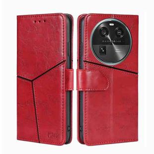 For OPPO Find X6 5G Geometric Stitching Flip Leather Phone Case(Red)