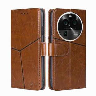 For OPPO Find X6 Pro 5G Geometric Stitching Flip Leather Phone Case(Light Brown)