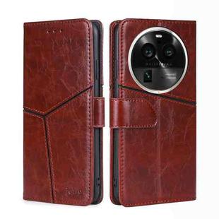 For OPPO Find X6 Pro 5G Geometric Stitching Flip Leather Phone Case(Dark Brown)