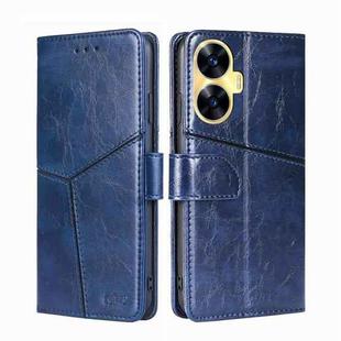 For Realme C55 4G Geometric Stitching Flip Leather Phone Case(Blue)