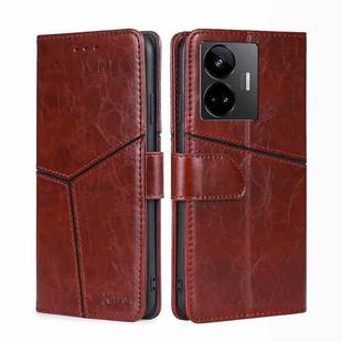 For Realme GT Neo 5 / GT3 / GT Neo 5 240W Geometric Stitching Flip Leather Phone Case(Dark Brown)