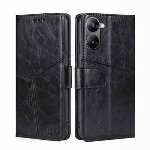 For Realme V30 5G / V30t Geometric Stitching Flip Leather Phone Case(Black)