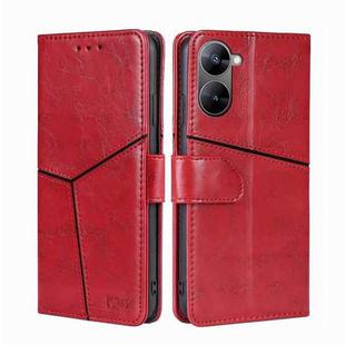 For Realme V30 5G / V30t Geometric Stitching Flip Leather Phone Case(Red)