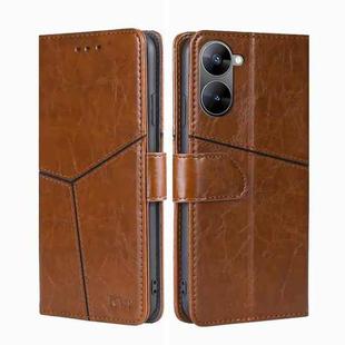 For Realme V30 5G / V30t Geometric Stitching Flip Leather Phone Case(Light Brown)