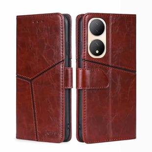 For vivo Y100 5G Geometric Stitching Flip Leather Phone Case(Dark Brown)