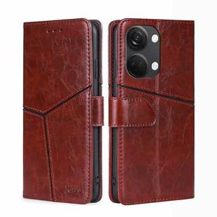 For OnePlus Ace 2V 5G Geometric Stitching Flip Leather Phone Case(Dark Brown)