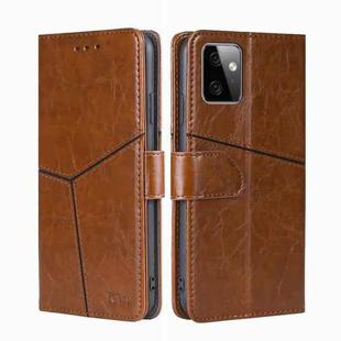 For Motorola Moto G Power 2023 Geometric Stitching Flip Leather Phone Case(Light Brown)