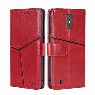 For ZTE Blade A32 Geometric Stitching Flip Leather Phone Case(Red)