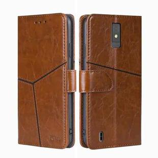 For ZTE Blade A32 Geometric Stitching Flip Leather Phone Case(Light Brown)