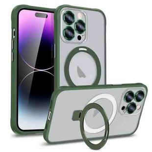 For iPhone 14 Pro Metal Eyes Series MagSafe Magnetic Holder Phone Case(Green)