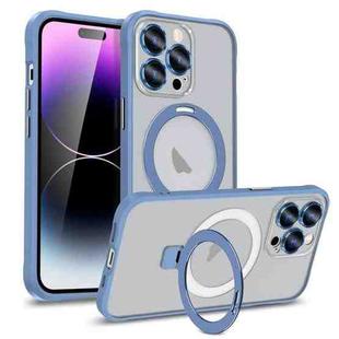 For iPhone 14 Pro Max Metal Eyes Series MagSafe Magnetic Holder Phone Case(Blue)