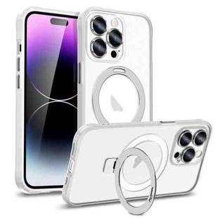 For iPhone 13 Pro Metal Eyes Series MagSafe Magnetic Holder Phone Case(Silver)