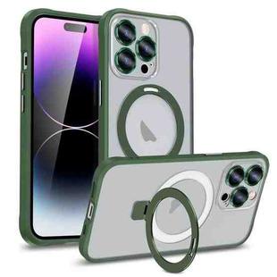For iPhone 11 Metal Eyes Series MagSafe Magnetic Holder Phone Case(Green)