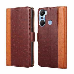 For Infinix Hot 12 Pro Ostrich Texture Flip Leather Phone Case(Brown)