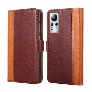 For Infinix Note 11 Ostrich Texture Flip Leather Phone Case(Brown)