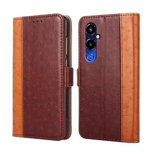 For Tecno Pova 4 Pro Ostrich Texture Flip Leather Phone Case(Brown)