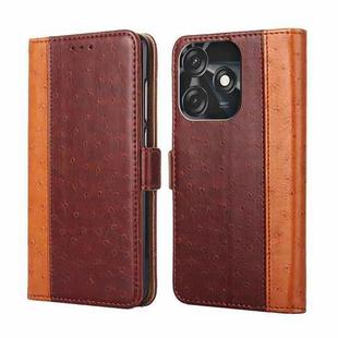 For Tecno Spark 10C Ostrich Texture Flip Leather Phone Case(Brown)