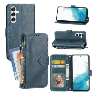 For Samsung Galaxy A54 5G Oil Skin Zipper Wallet Leather Phone Case(Blue)