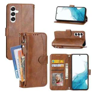 For Samsung Galaxy A54 5G Oil Skin Zipper Wallet Leather Phone Case(Brown)