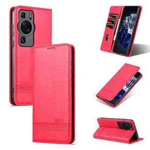For Huawei P60 / P60 Pro AZNS Magnetic Calf Texture Flip Leather Phone Case(Red)
