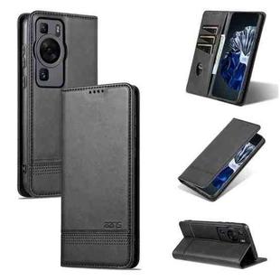 For Huawei P60 / P60 Pro AZNS Magnetic Calf Texture Flip Leather Phone Case(Black)