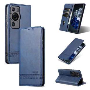For Huawei P60 / P60 Pro AZNS Magnetic Calf Texture Flip Leather Phone Case(Dark Blue)