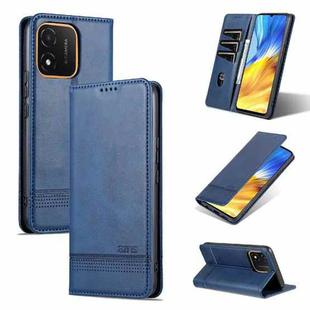 For Honor X5 AZNS Magnetic Calf Texture Flip Leather Phone Case(Dark Blue)