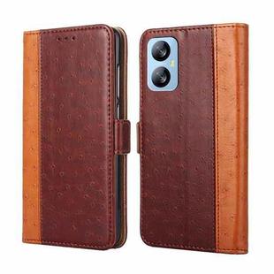 For Blackview A52 Ostrich Texture Flip Leather Phone Case(Brown)