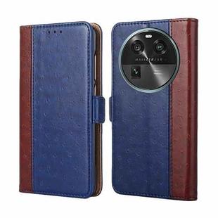 For OPPO Find X6 5G Ostrich Texture Flip Leather Phone Case(Blue)