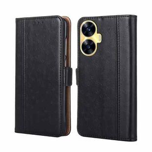For Realme C55 Ostrich Texture Flip Leather Phone Case(Black)