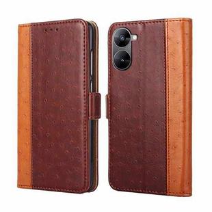 For Realme V30 5G / V30T Ostrich Texture Flip Leather Phone Case(Brown)