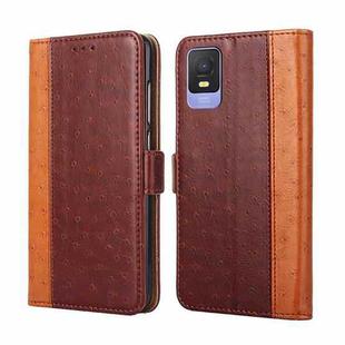 For TCL 403 Ostrich Texture Flip Leather Phone Case(Brown)