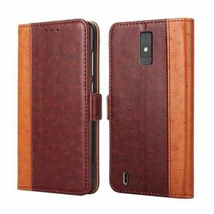 For ZTE Blade A32 Ostrich Texture Flip Leather Phone Case(Brown)