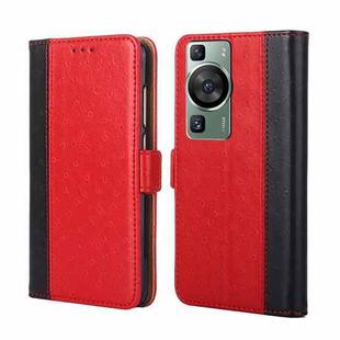 For Huawei P60 / P60 Pro Ostrich Texture Flip Leather Phone Case(Red)