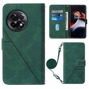 For OnePlus Ace 2 5G / 11R 5G Crossbody 3D Embossed Flip Leather Phone Case(Dark Green)