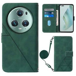 For Honor Magic5 Pro Crossbody 3D Embossed Flip Leather Phone Case(Dark Green)