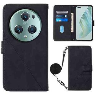 For Honor Magic5 Pro Crossbody 3D Embossed Flip Leather Phone Case(Black)