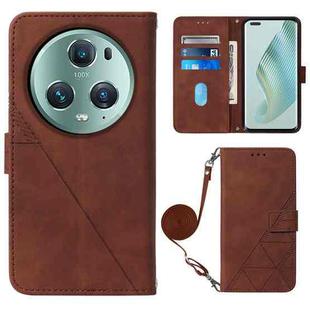 For Honor Magic5 Pro Crossbody 3D Embossed Flip Leather Phone Case(Brown)